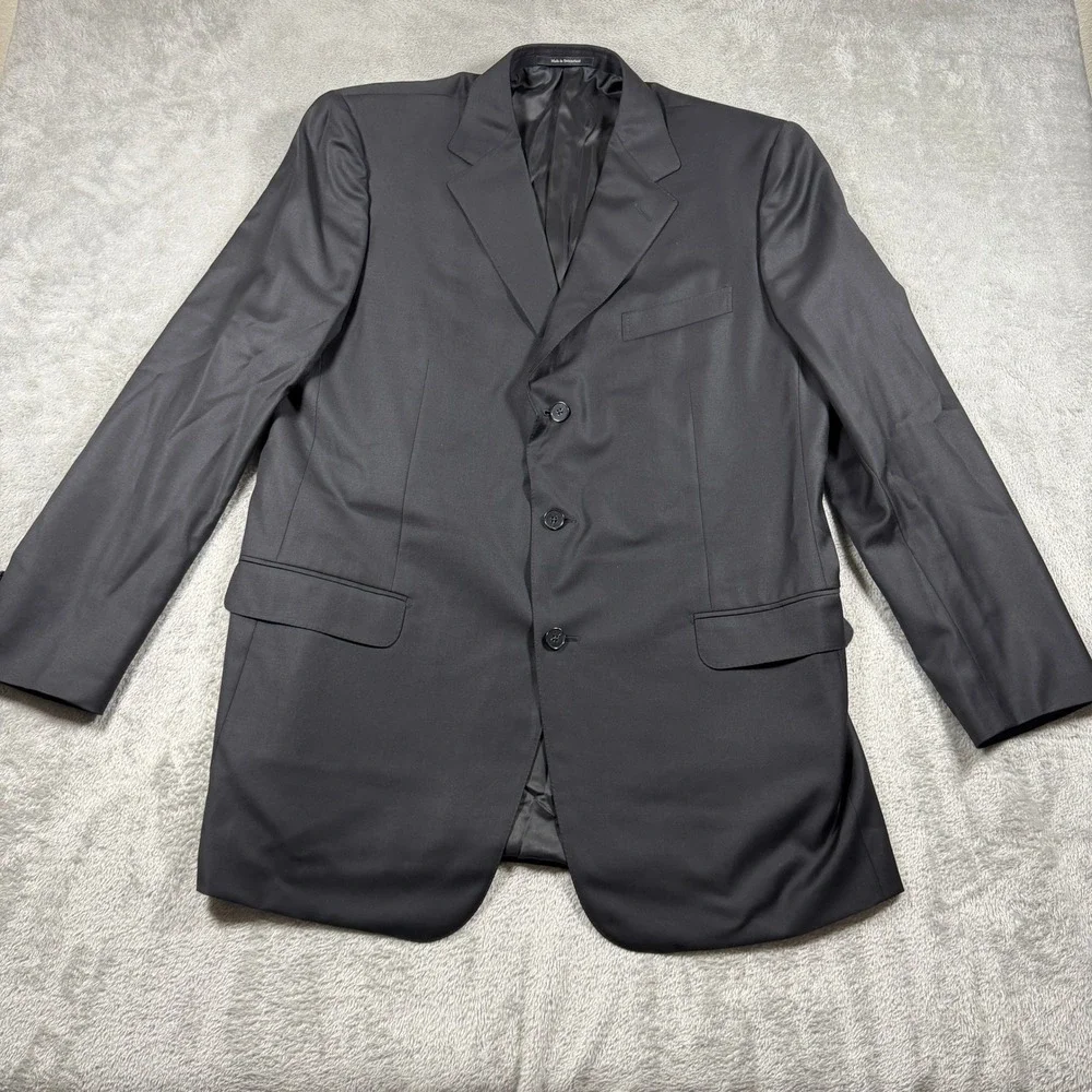 Ermenegildo Zegna Blazer Mens 58L Black 100% Wool 3-Button Suit Jacket